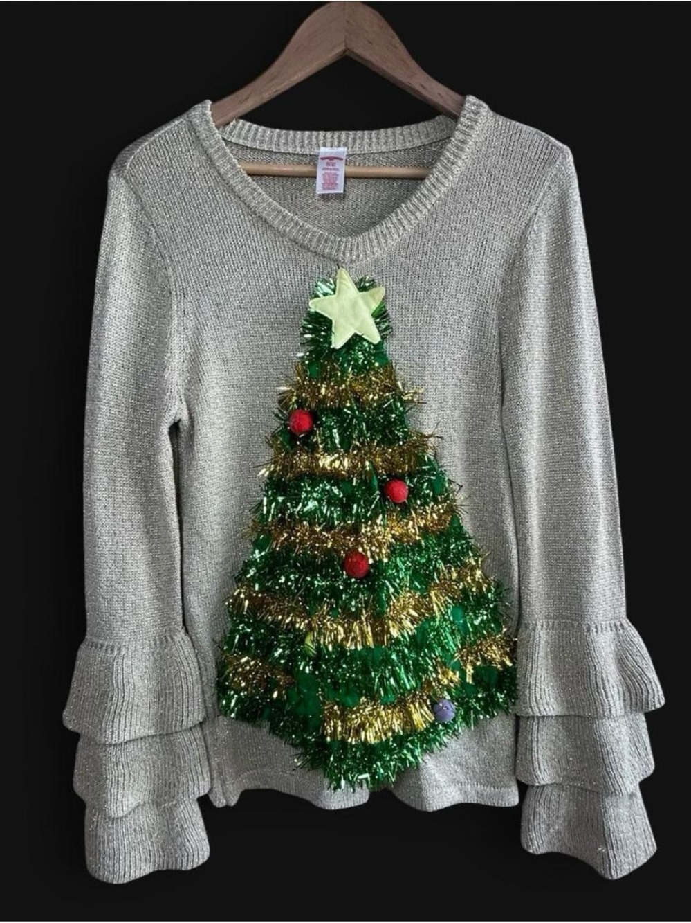Holiday Time Metallic Gold Ugly Christmas Sweater Size Small